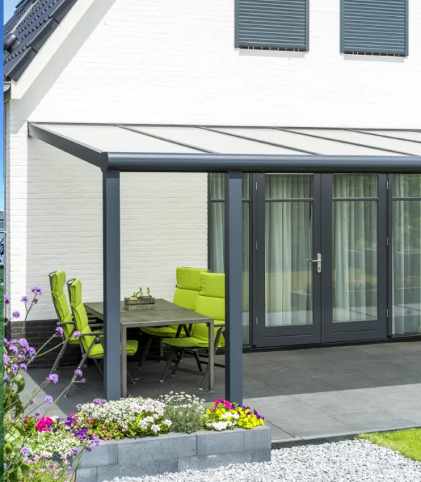 Deponti Bosco Aluminium Pergola Veranda Wall Mounted Optional Glass Sliding doors